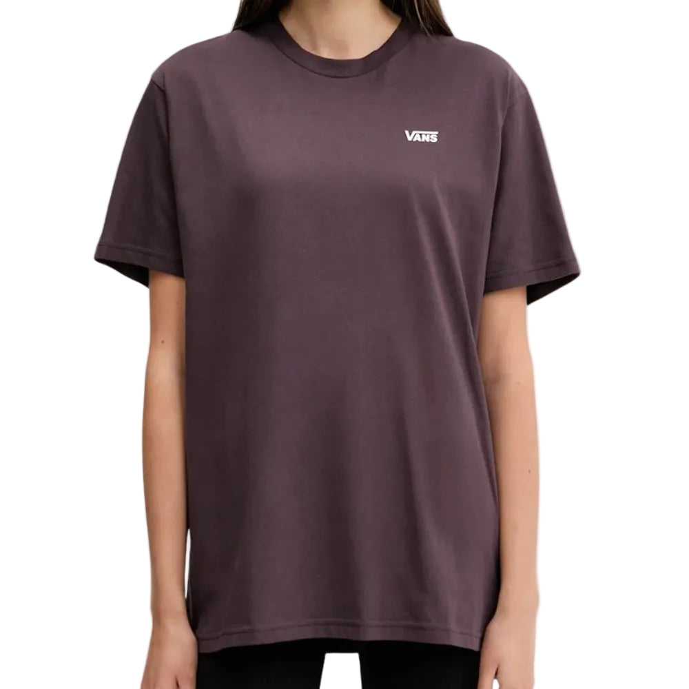 Vans Womens Left Chest Logo Tee in Dark Port
