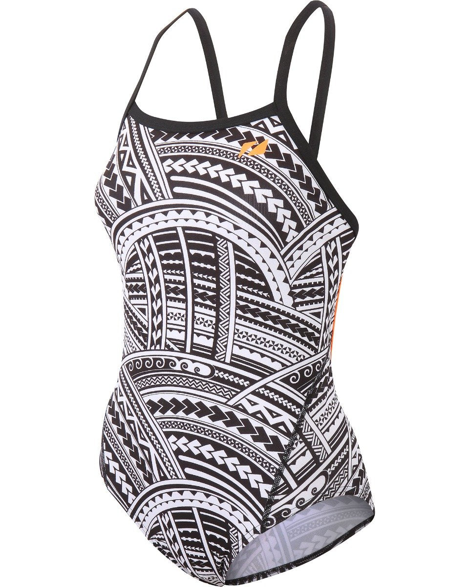 Zone 3 Kona Womens Strap Back Swim Suit - Black/White