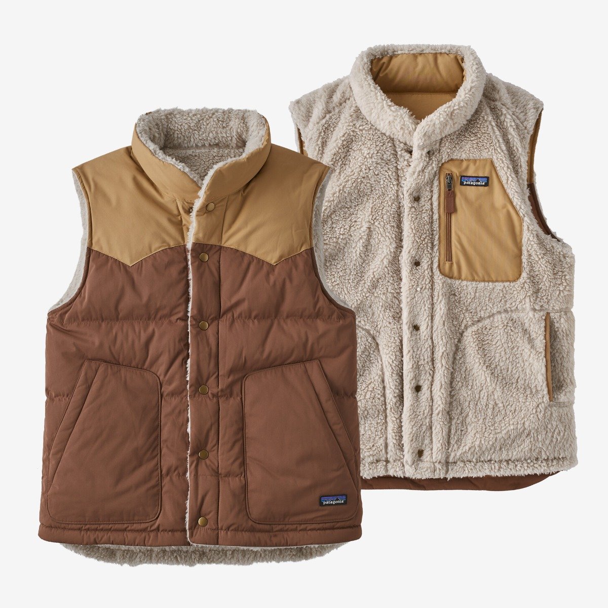 Patagonia Men's Reversible Bivy Down Vest in Moose Brown