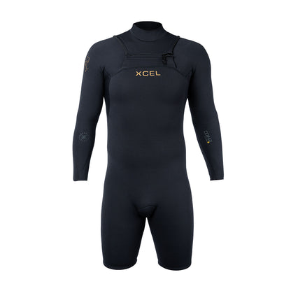 Xcel Comp+ 2/1.5mm Mens Chest Zip Long Sleeve Springsuit - Black