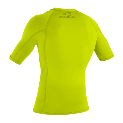 O'Neill Basic Skins Mens Short Sleeve Rash Vest - Lime - Back