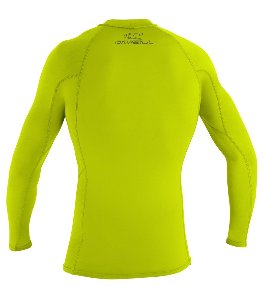 O'Neill Basic Skins Mens Long Sleeve Rash Vest - Lime - Back