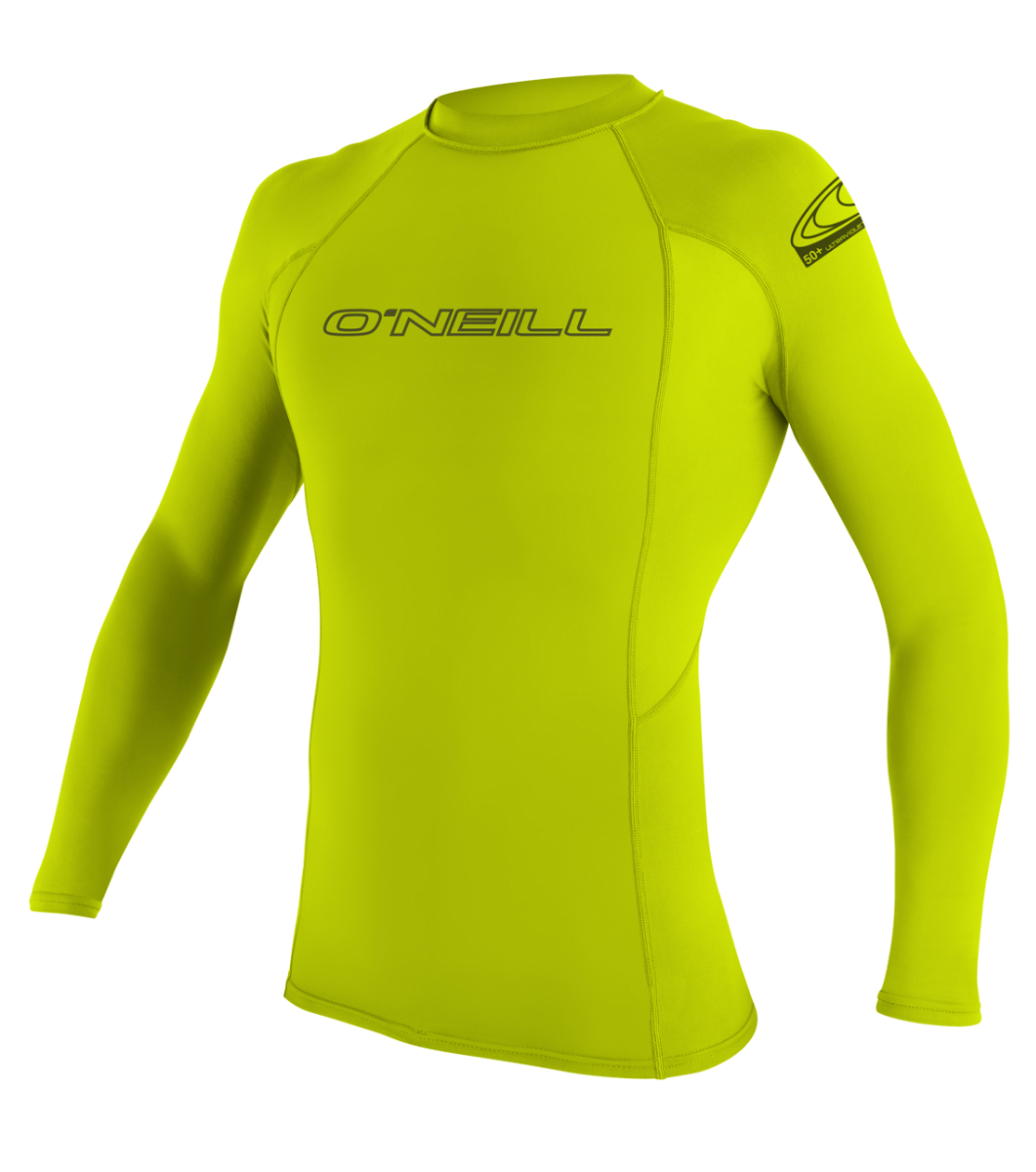 O'Neill Basic Skins Mens Long Sleeve Rash Vest - Lime - Front