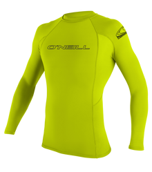O'Neill Basic Skins Mens Long Sleeve Rash Vest - Lime - Front