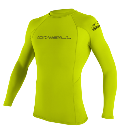 O'Neill Basic Skins Mens Long Sleeve Rash Vest - Lime - Front