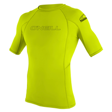 O'Neill Basic Skins Youth Short Sleeve Rash Vest - Lime - Front