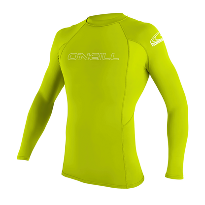 O'Neill Basic Skins Youth Long Sleeve Rash Vest - Lime - Front