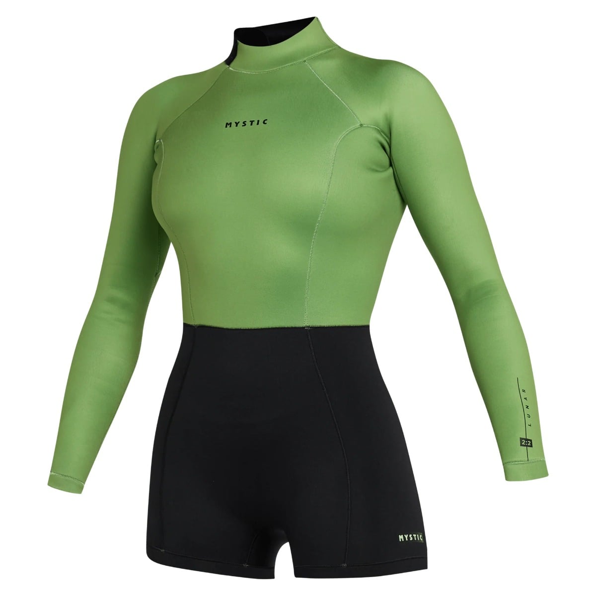 Mystic Lunar Womens Longarm 2mm Back Zip Shorty in Soft Green