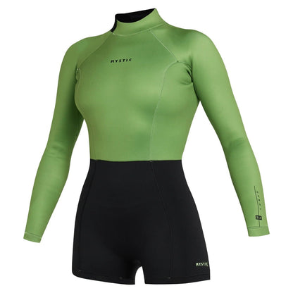 Mystic Lunar Womens Longarm 2mm Back Zip Shorty in Soft Green