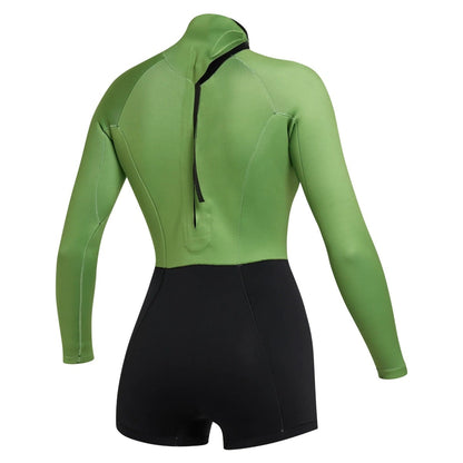 Mystic Lunar Womens Longarm 2mm Back Zip Shorty 2025 - Soft Green