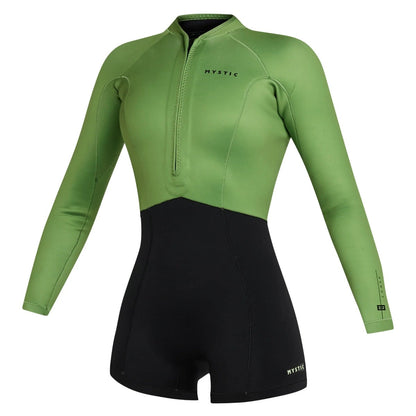 Mystic Lunar Womens Longarm 2mm Chest Zip Shorty in Soft Green