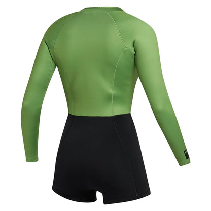 Mystic Lunar Womens Longarm 2mm Chest Zip Shorty 2025 - Soft Green