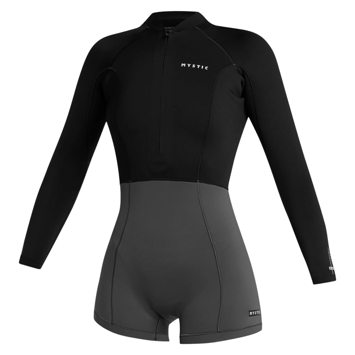 Mystic Lunar Womens Longarm 2mm Chest Zip Shorty in Black