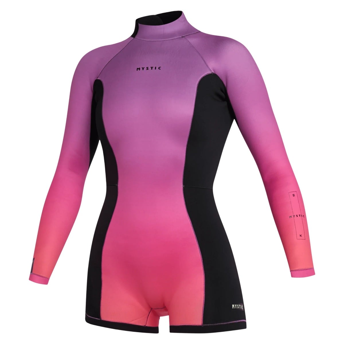 Mystic Lunar BK Womens Longarm 2mm Back Zip Shorty in Coral