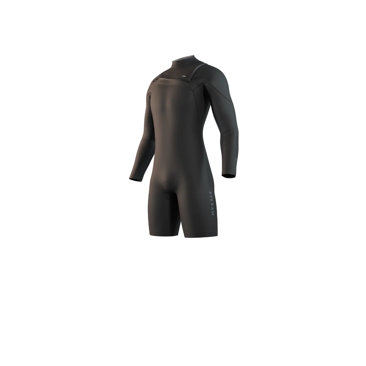 Mystic Motion Mens Longarm 3/2mm Chest Zip Shorty Wetsuit in Black