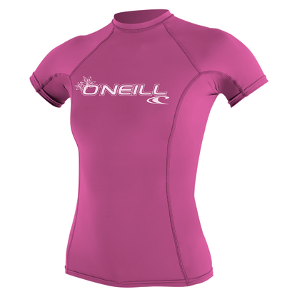O'Neill Womens Basic Skins Short Sleeve Rash Guard (Small) SAMPLE  - Fox Pink