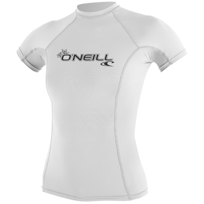 O'Neill Basic Skins Womens Short Sleeve Rash Vest - White - front