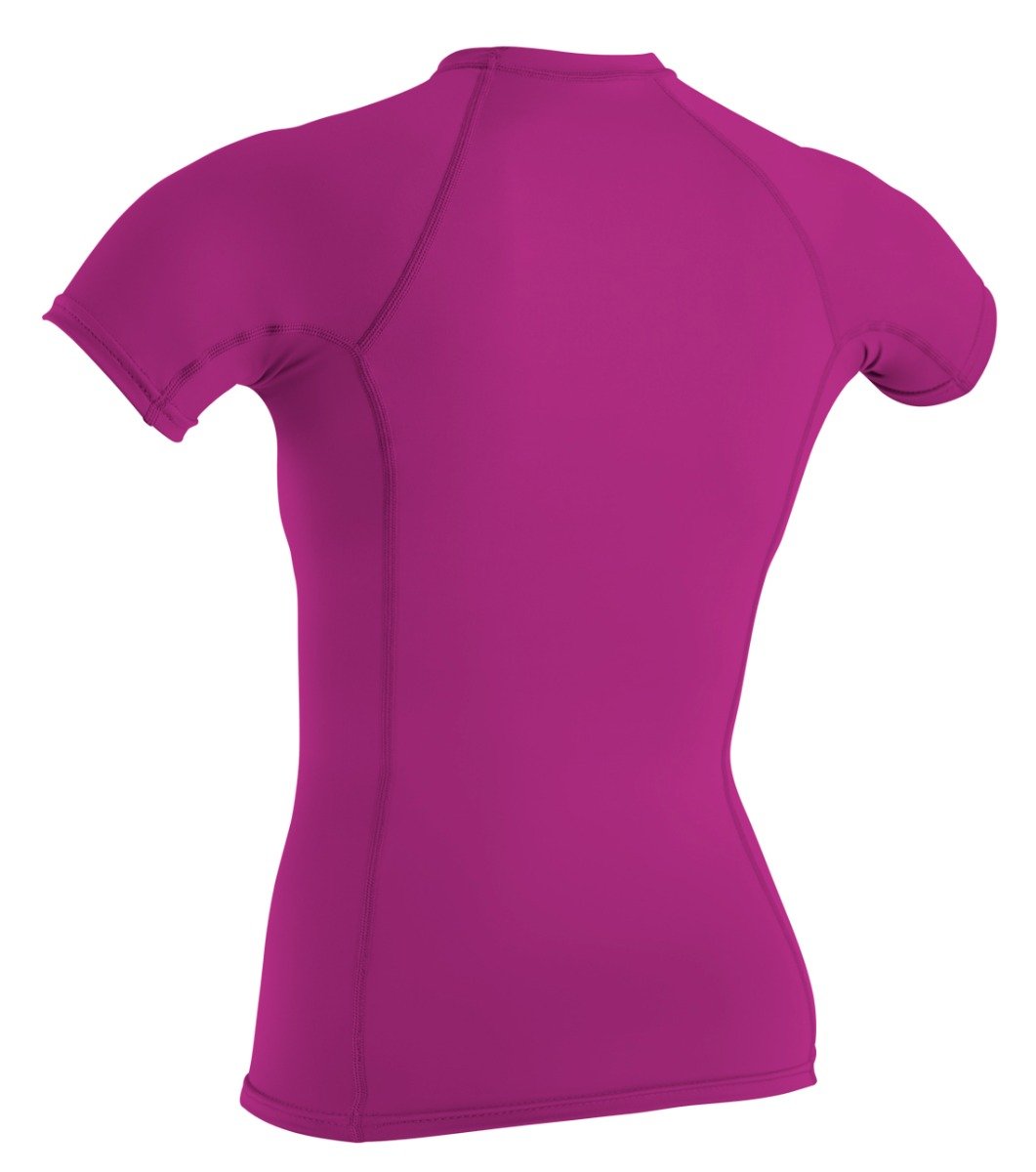 O'Neill Basic Skins Womens Short Sleeve Rash Vest - Fox Pink - Back