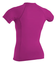 O'Neill Basic Skins Womens Short Sleeve Rash Vest - Fox Pink - Back