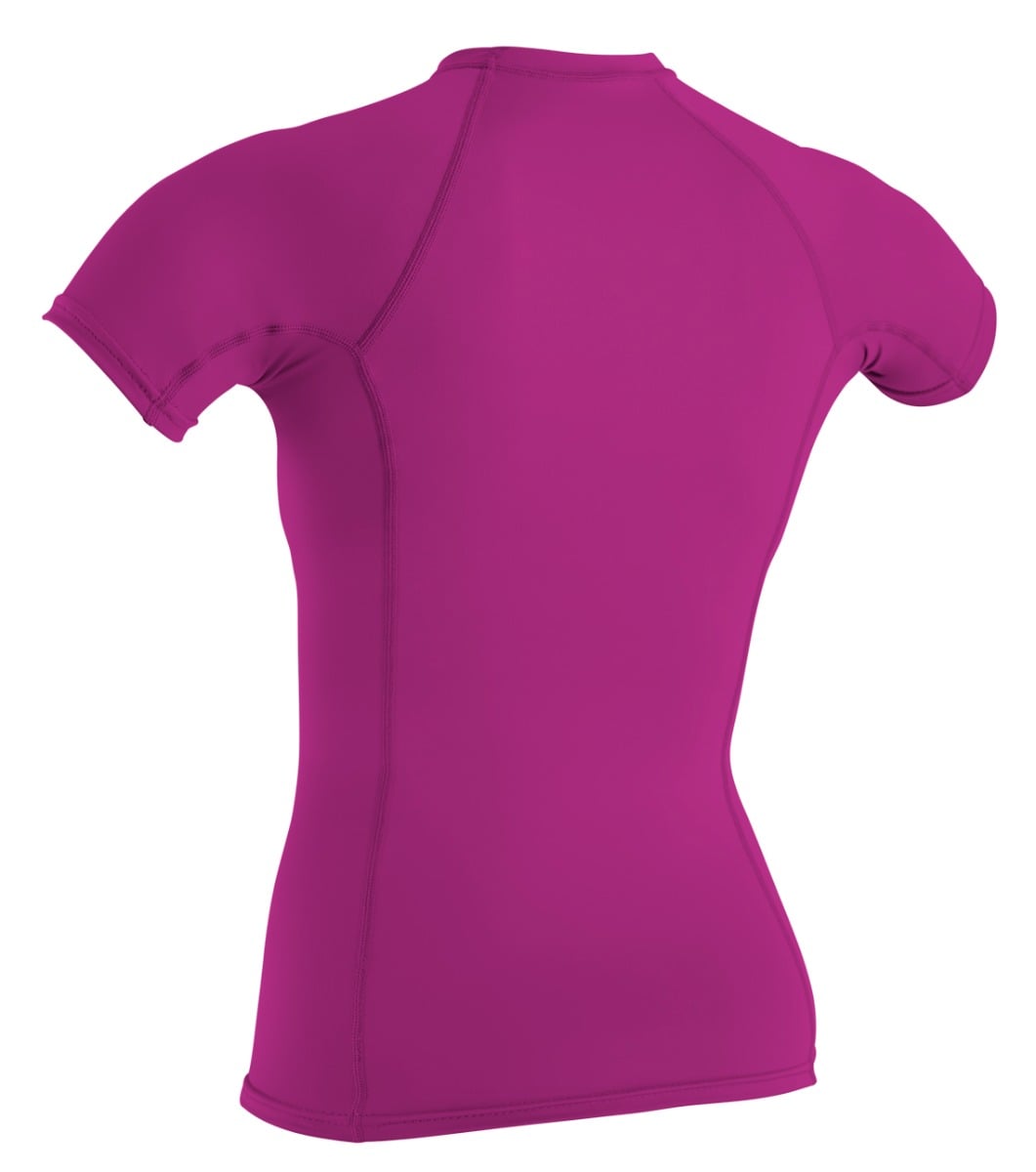O'Neill Womens Basic Skins Short Sleeve Rash Guard (Small) SAMPLE  - Fox Pink