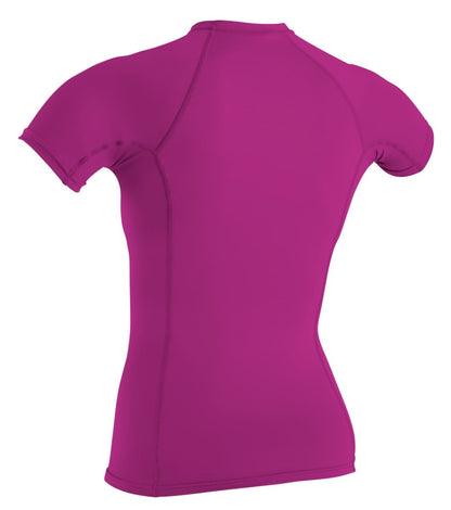 O'Neill Womens Basic Skins Short Sleeve Rash Guard (Small) SAMPLE  - Fox Pink