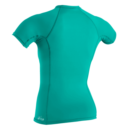 O'Neill Basic Skins Womens Short Sleeve Rash Vest - Light Aqua - Back