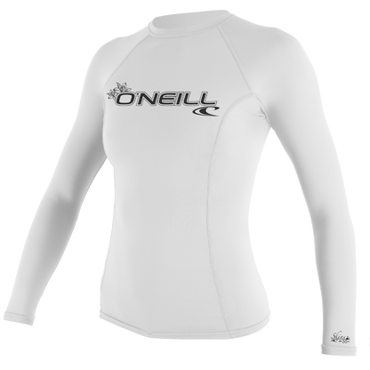 O'Neill Basic Skins Womens Long Sleeve Rash Vest - White - Front