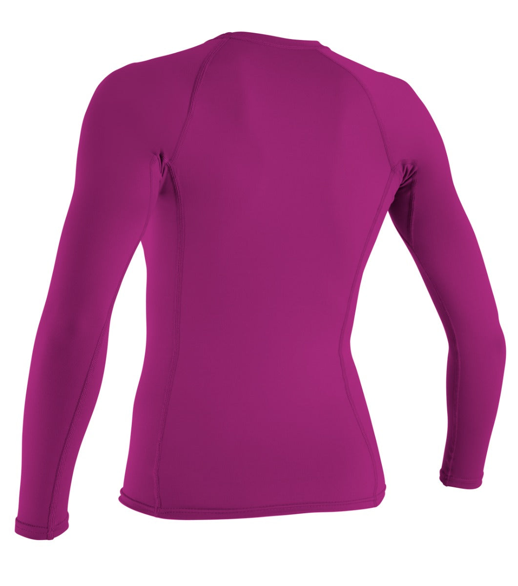 O'Neill Basic Skins Womens Long Sleeve Rash Guard - Fox Pink - Back