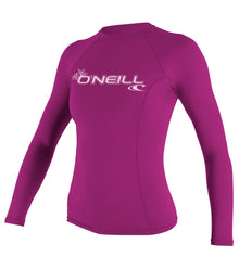 O'Neill Basic Skins Womens Long Sleeve Rash Guard - Fox Pink - Front