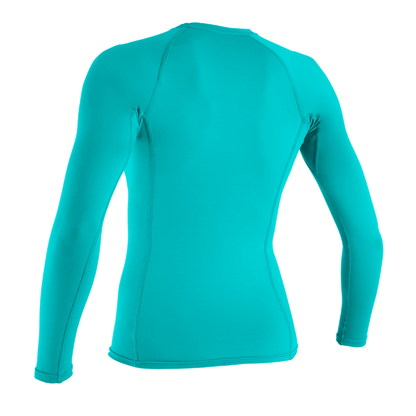 O'Neill Womens Basic Skins Long Sleeve Rash Guard (Small) SAMPLE  - Light Aqua