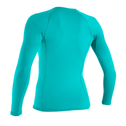 O'Neill Basic Skins Women's Long Sleeve Rash Guard (Small) SAMPLE  - Light Aqua