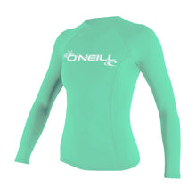 O'Neill Basic Skins Womens Long Sleeve Rash Guard - Light Aqua - Front