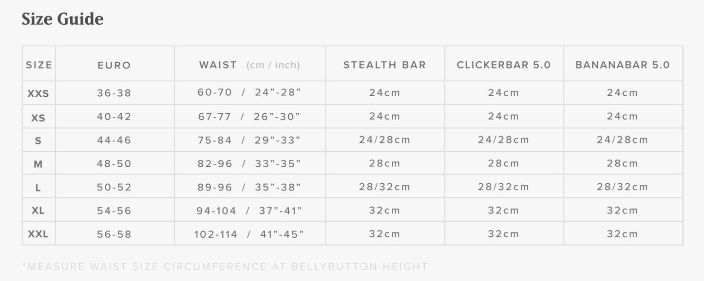 Mystic Stealth Kite Spreaderbar - Black - Size Guide