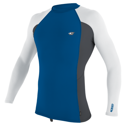 O'Neill Premium Skins Mens Long Sleeve Rash Guard - Deep Sea / Graphite / White