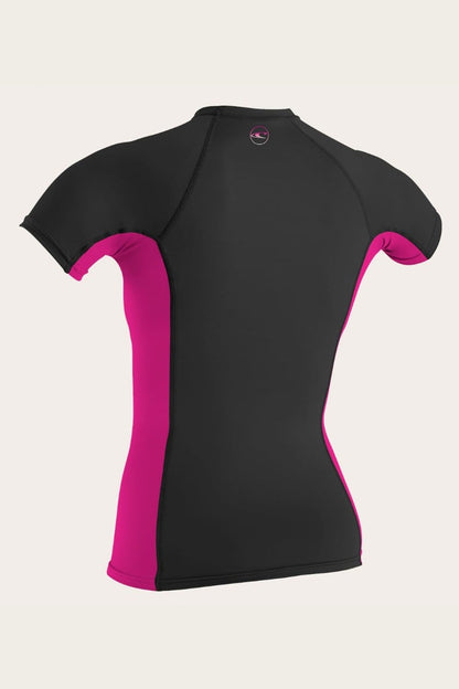 O'Neill Womens Premium Skins Short Sleeve Rash Vest 2021 - Black/Berry - Back