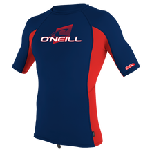 O'Neill Premium Skins Youth Short Sleeve Rash Guard  - Navy/Red