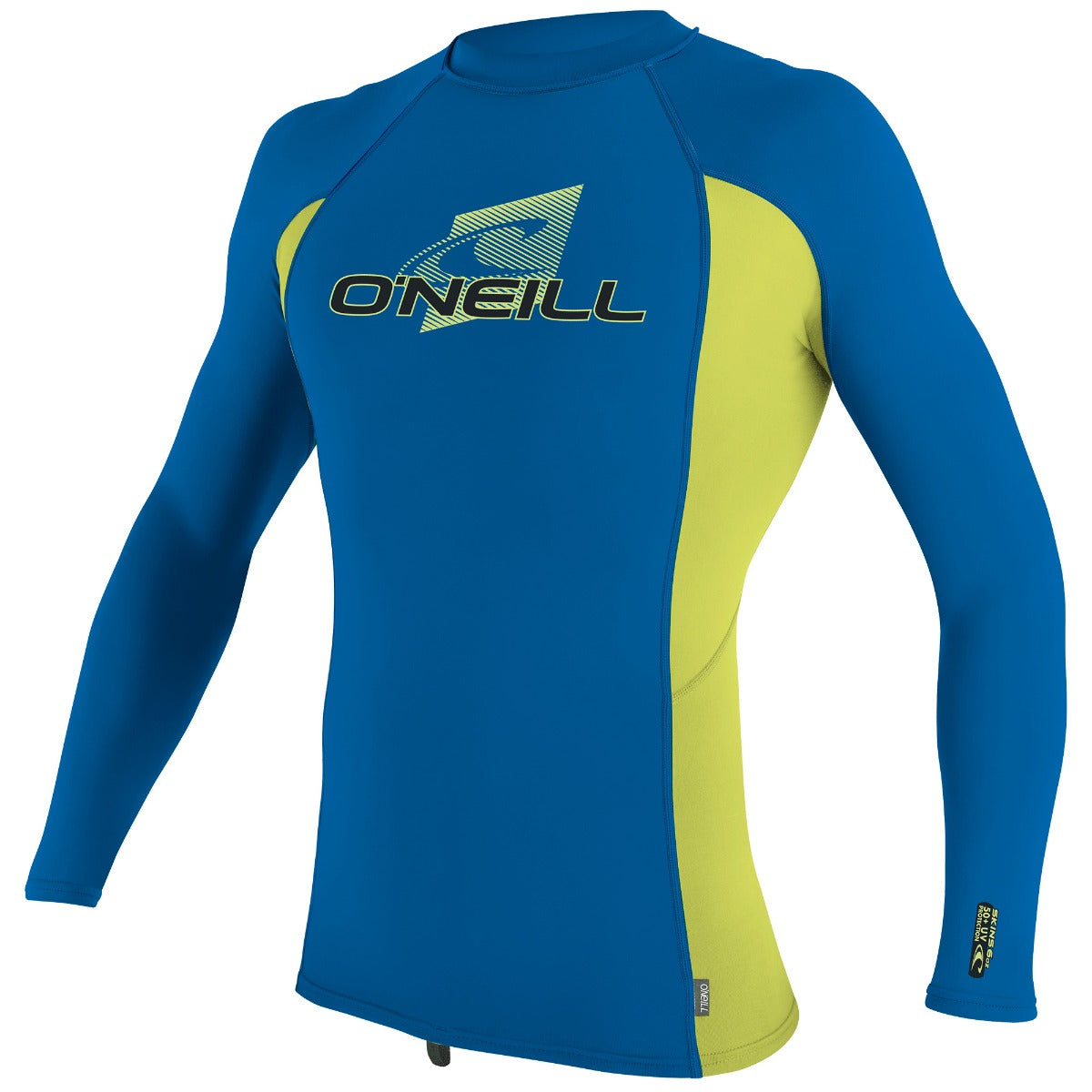O'Neill Premium Skins Boys Short Sleeve Rash Guard - Ocean/ Electric Lime - Front