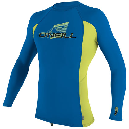 O'Neill Premium Skins Boys Short Sleeve Rash Guard - Ocean/ Electric Lime - Front