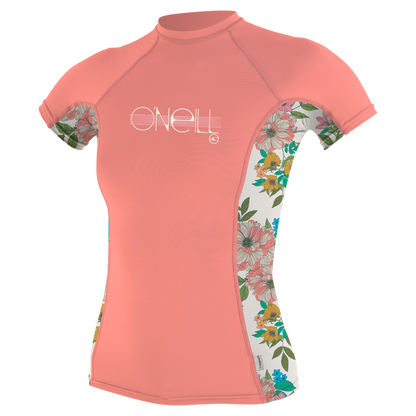 O'Neill Premium Skins Girls Short Sleeve Rash Guard - Desert Flower / Carafloral