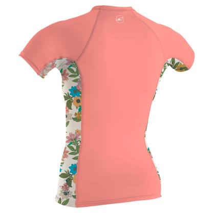 O'Neill Premium Skins Girls Short Sleeve Rash Guard - Desert Flower / Carafloral