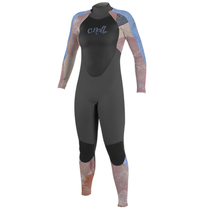 O'Neill Epic 3/2mm Girls Back Zip Wetsuit - Graphite/Desert/Bloom - Front