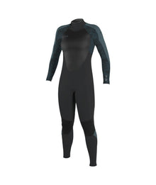 O'Neill Womens Epic 4/3mm Back Zip Wetsuit in Tempered Steel / Shaded Island Sky / Shade