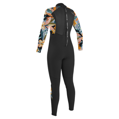 O'Neill Epic 3/2mm Back Zip Girls Wetsuit 2025 - Black / Demi Flower