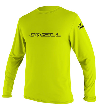 O'Neill Basic Skins mens Long Sleeve Sun Shirt - Lime - Front