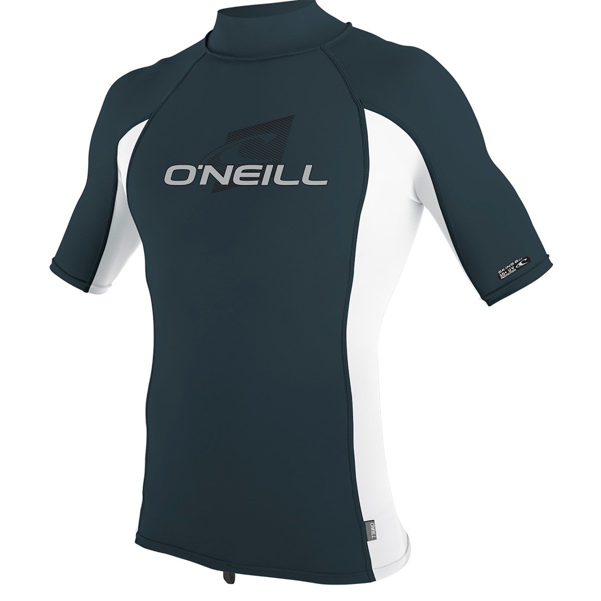 O'Neill Premium Skins Mens Short Sleeve Turtleneck Rash Guard - Slate / White