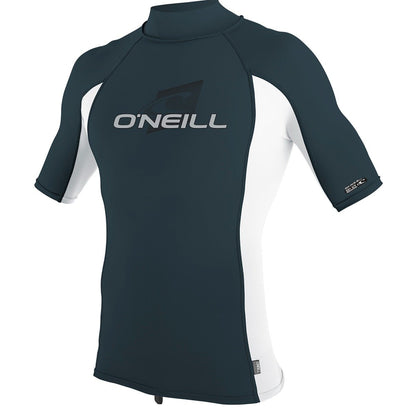 O'Neill Premium Skins Mens Short Sleeve Turtleneck Rash Guard - Slate / White