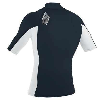 O'Neill Premium Skins Men's Short Sleeve Turtleneck Rash Guard - Slate / White