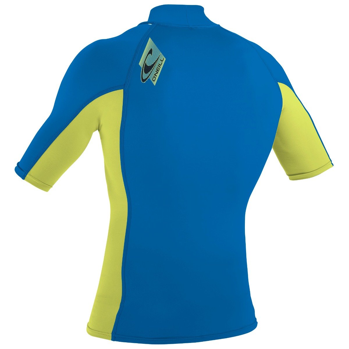 O'Neill Premium Skins Boys Short Sleeve Turtle Kneck Rash Guard - Ocean/Electric Lime - Back