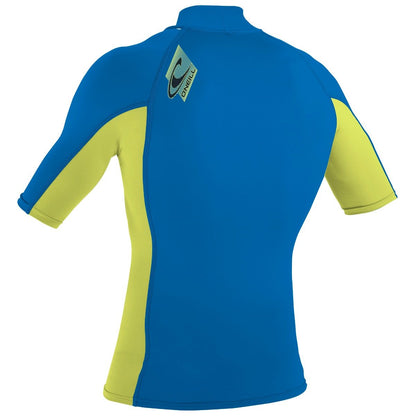 O'Neill Premium Skins Boys Short Sleeve Turtle Kneck Rash Guard - Ocean/Electric Lime - Back