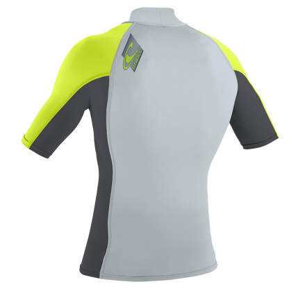 O'Neill Premium Youth Skins Short Sleeve Rash Guard - Grey/Graphite/Dayglo